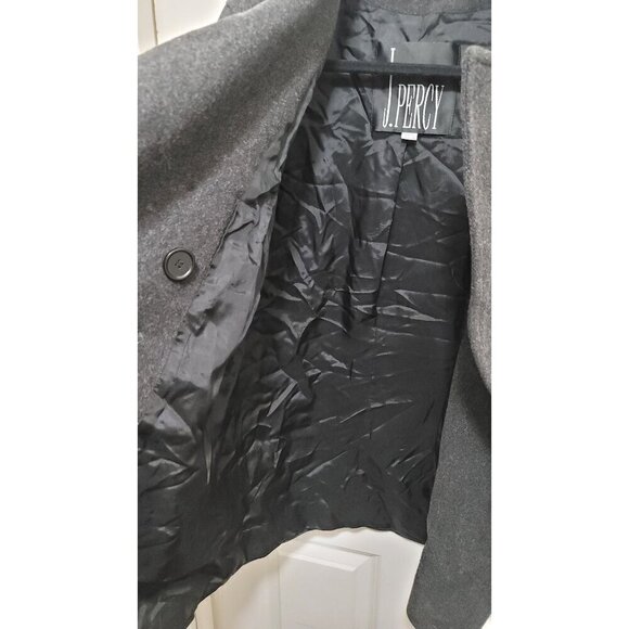Vintage J.PERCY -Style Womens Double-Breasted Peacoat Wool Blend Charcoal Gray S - Picture 9 of 13